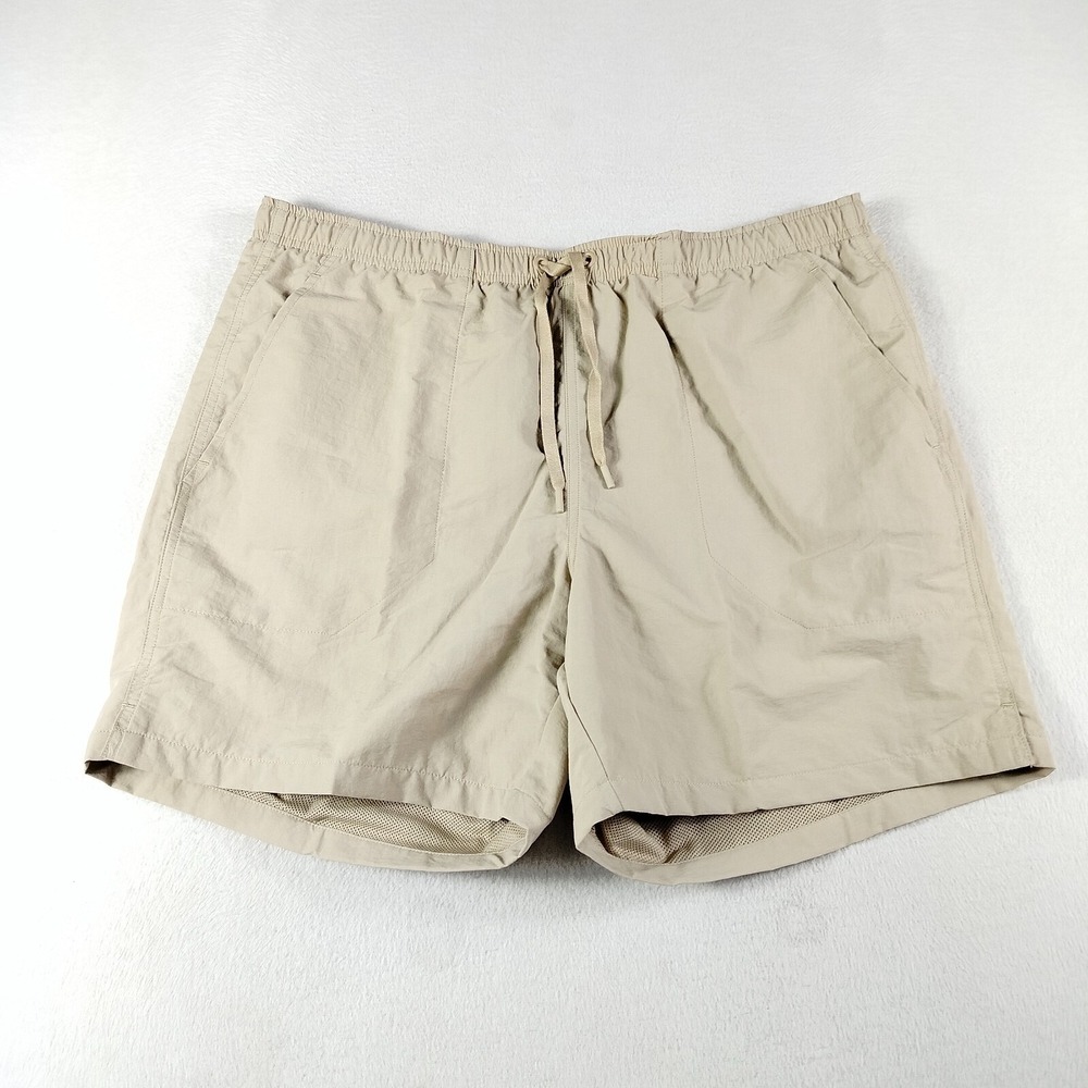 DSG Shorts Mens Large Khaki Water Repellent Drawstring Relaxed Fit Mesh Lined‎